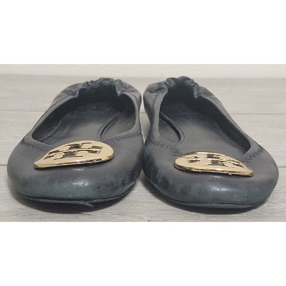 Tory Burch Minnie Ballet Flat Black Gold Size 7.5 M - Picture 5 of 13